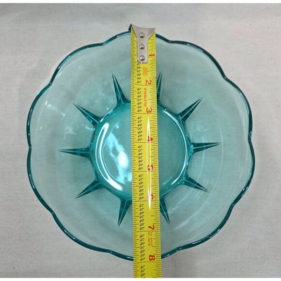 Anchor Hocking Swedish Modern Aquamarine Glass Serving Bowl – Made in USA -1960s - Picture 10 of 11